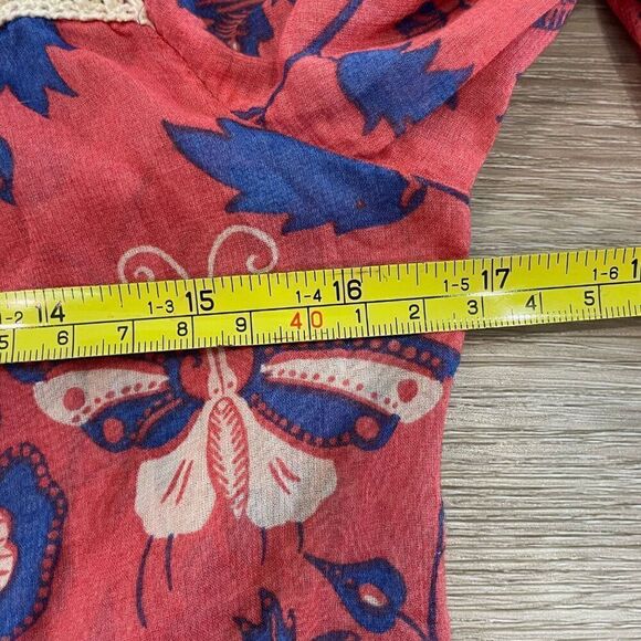 Maeve Anthropologie Abella Floral Butterfly Blouse Size 2 Roll Tab Long Sleeve - Picture 5 of 8